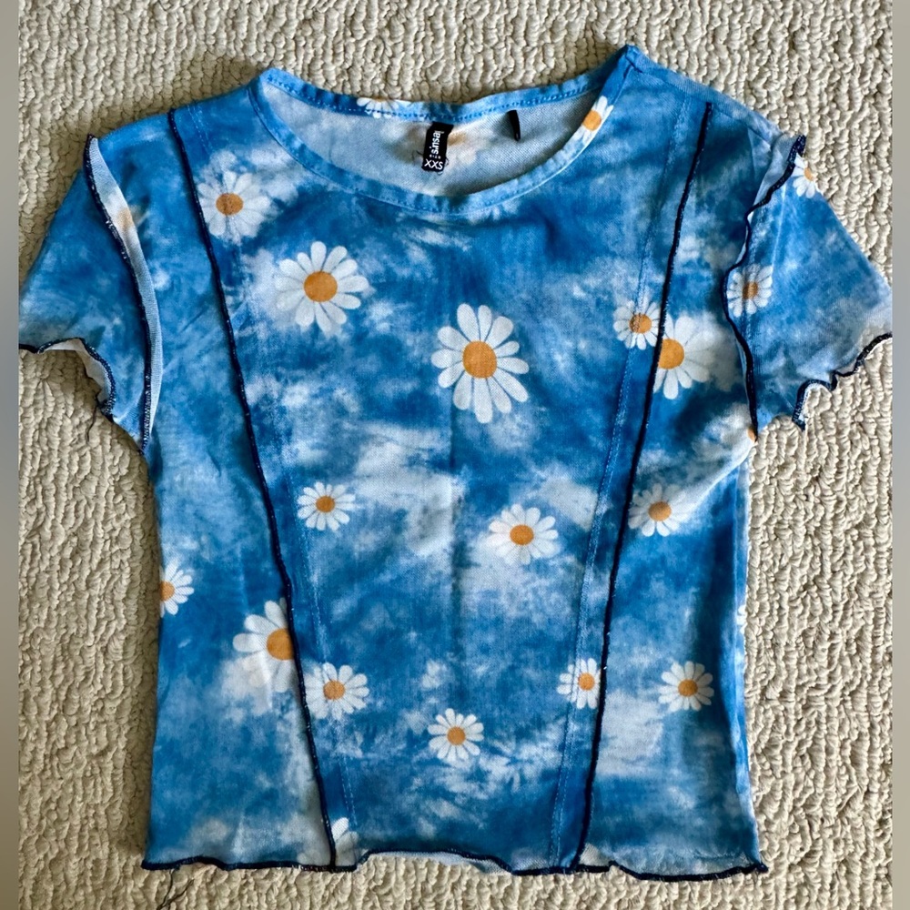 Sinsay Blue Daisy Top XXS